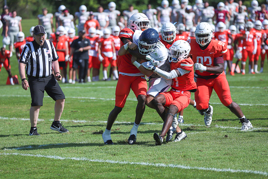 The Ithaca College football team visited Lycoming College and hosted Susquehanna University for two joint preseason practices in preparation for the 2023 season.