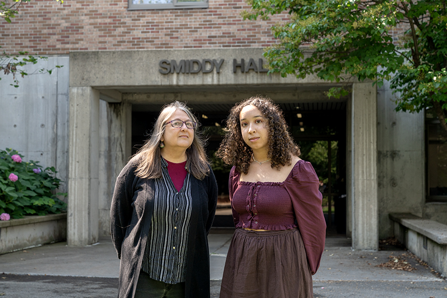 Joan Marcus, assistant professor in the Department of Writing is pictured above with Mikayla Tolliver, a 2023 Summer Scholar who did a research project into the diversity of YA novels.  