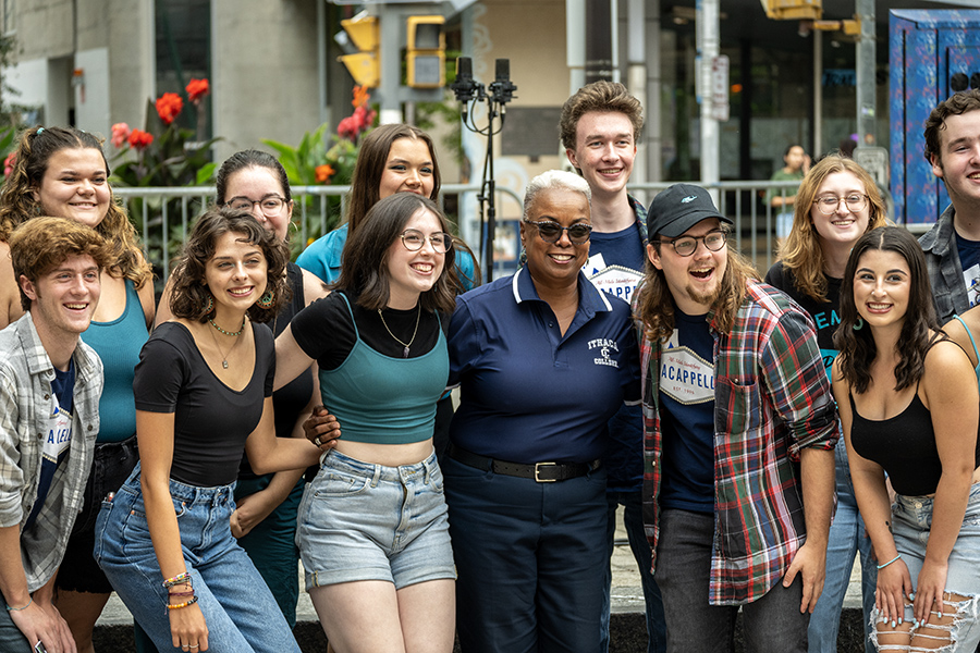 Ithacas third Welcome Student Weekend celebrated students from Ithaca College, Cornell University and Tompkins Cortland Community College with performances from Ithacapella and Premium Blend on the Ithaca Commons.  