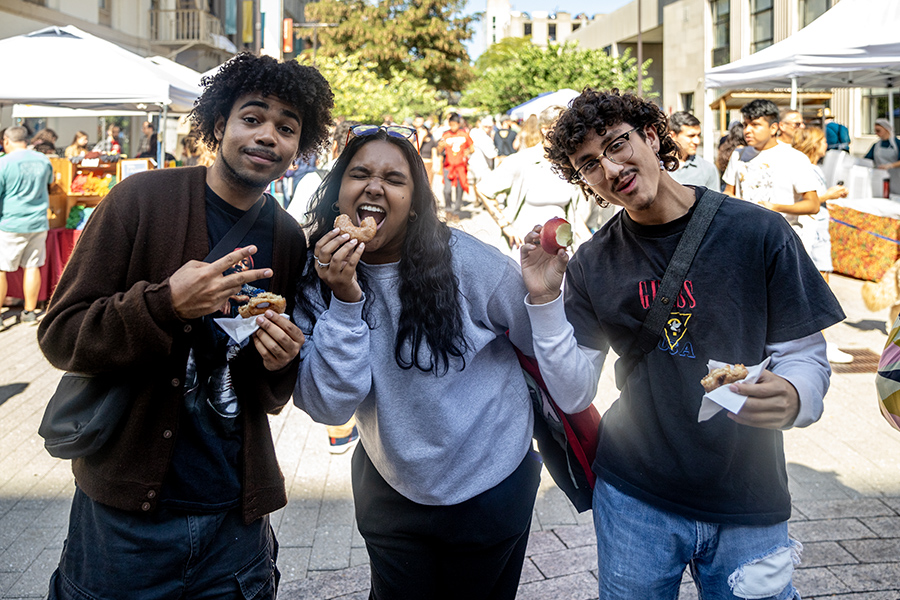 From left to right, third-year student Wayman Carrasquillo, third-year student Kay Nidhan and fourth-year student Jimmy Mejia