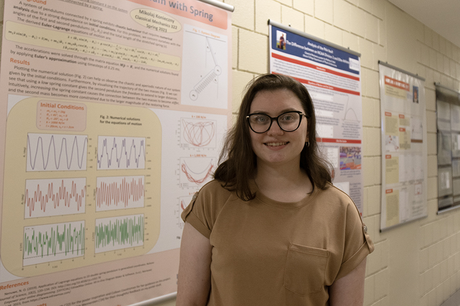 Senior Emily Leach examined the impact of a pilot Foundations in Physics course on students test scores and overall grades in Physics 101 and 102. Leach conducted this research as part of the colleges Summer Scholars program. 
