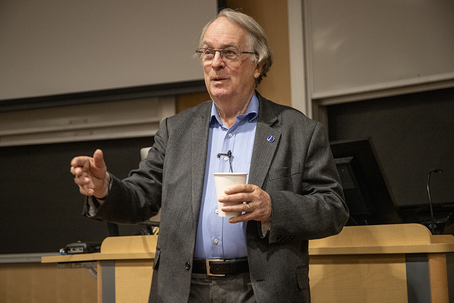 Stanley Whittingham, a 2019 winner of the Nobel Prize in Chemistry for his work on the development of lithium-ion batteries, presented two lectures Oct. 19 and Oct. 21. 