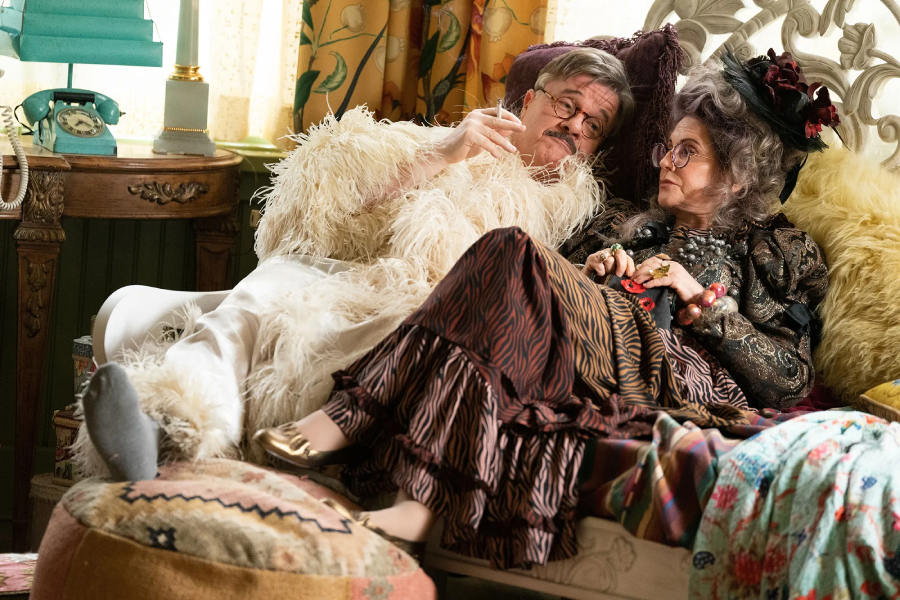 Harris (Nathan Lane) and Evelyn (Megan Mullally) devise a plan to bring their family back together in A24s first movie musical.