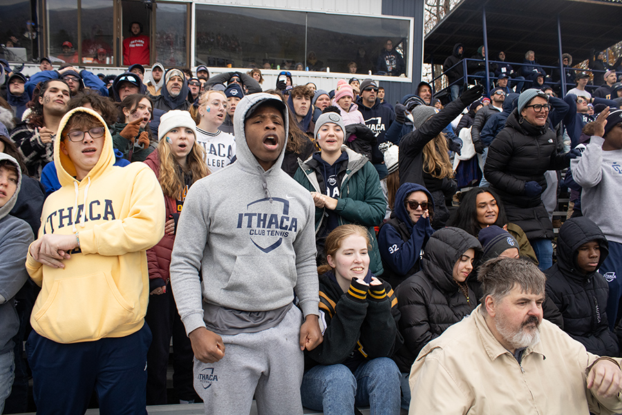 Ithaca College students express dissapointment at the 64th annual Cortaca Jug at Butterfield Stadium on Nov. 11.  