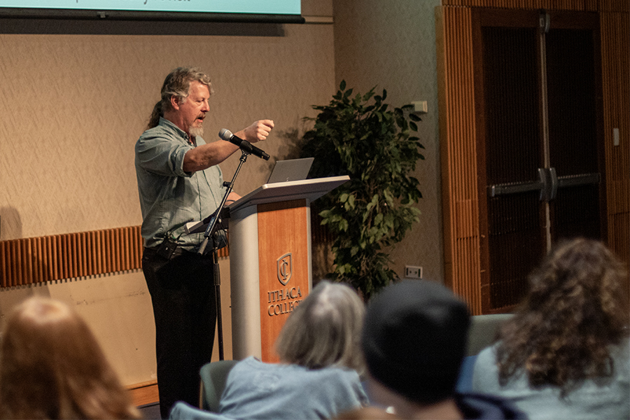 Kurt Jordan, professor of anthropology at Cornell University and director of Cornell’s American Indian and Indigenous Studies Program, lead a community discussion about his book that gives a brief history of the Gayogo̱hó꞉nǫɁ people, beginning at the end of the last ice age and ending in 2021. 