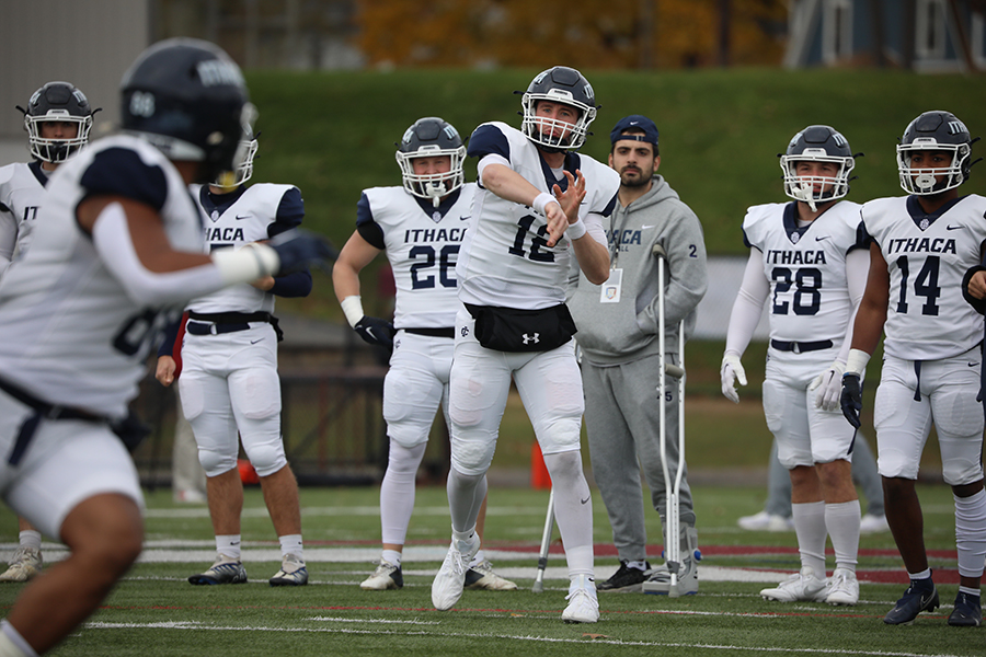 First-year quarterback Colin Schumm was forced to step into the starting role after graduate student quarterback A.J. Wingfield was injured against Union College. Schumm racked up a 4–2 record through six starts, only losing to ranked opponents.