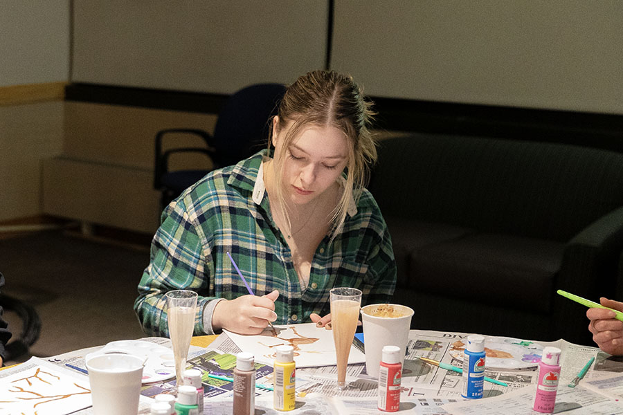 Emma Lenhard 27 attended the Paint & Sip event hosted by the Office of New Student and Transition Programs Jan. 19