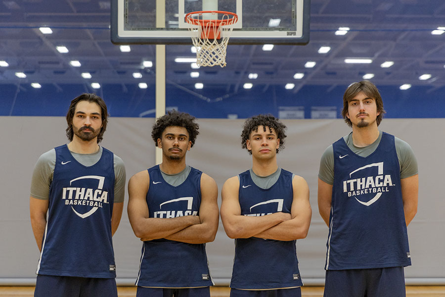 From left to right, first-year forward Alex Penders, sophomore guard Cole Wissink, first-year guard Evan Cabral and sophomore forward Gavin Schauder. All four underclassmen have recorded substantial minutes for the team in the winter season.