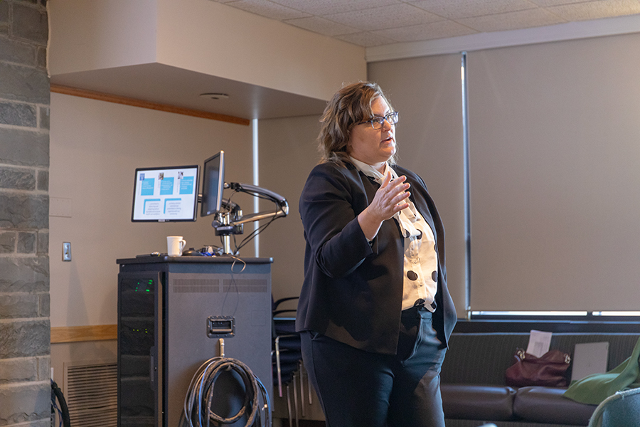 Christina Moylan, interim dean of the School of Health Sciences and Human Performance, was the second candidate in the School of HSHP Dean search. Moylan’s presentation outlined two goals that Moylan said she wished to add in order to improve the current vision of the school.
