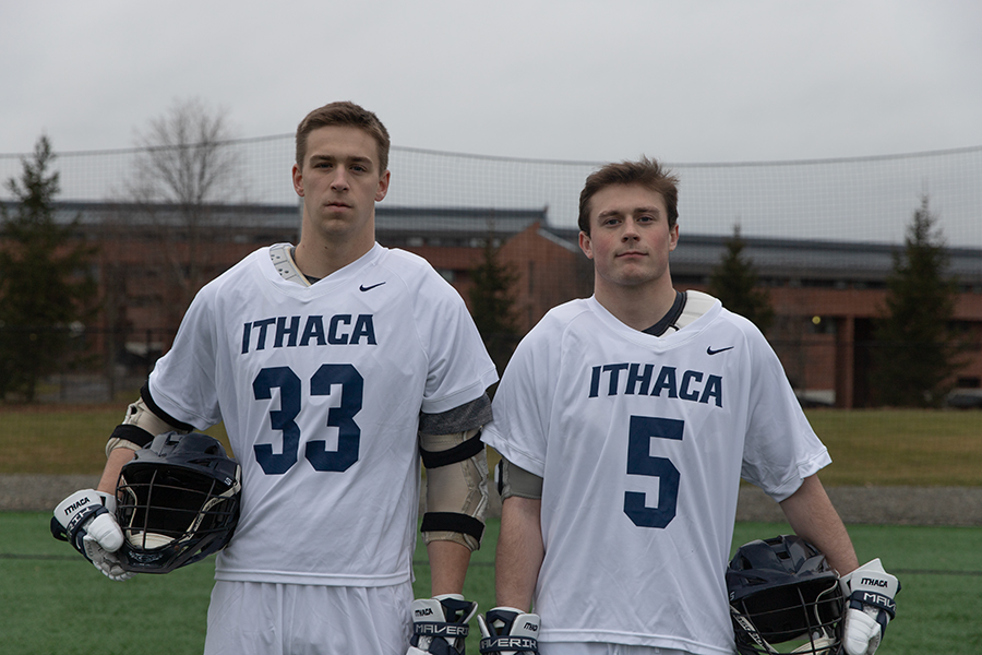 From left, senior attackman Charlie Niebuhr and senior midfielder Kyle Savery. Going into their senior year, the two are emphasizing leadership and are welcoming in new head coach Tommy Pearce.