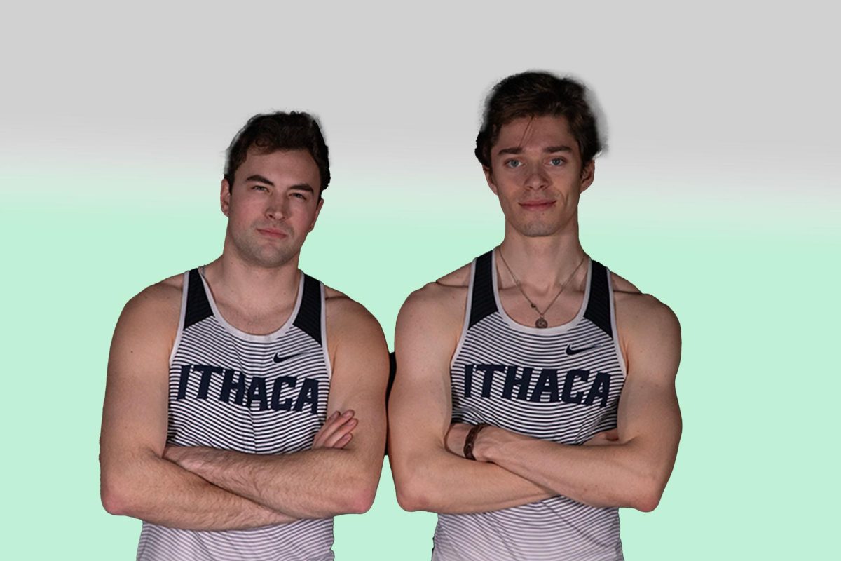 From left, senior pole vaulter Matthew Weil and sophomore multi-eventer Noah McKibben. Weil aims for a personal best, while McKibben expands his skill set, competing in the 60m dash and 110m hurdles, as well as combined events for the first time.