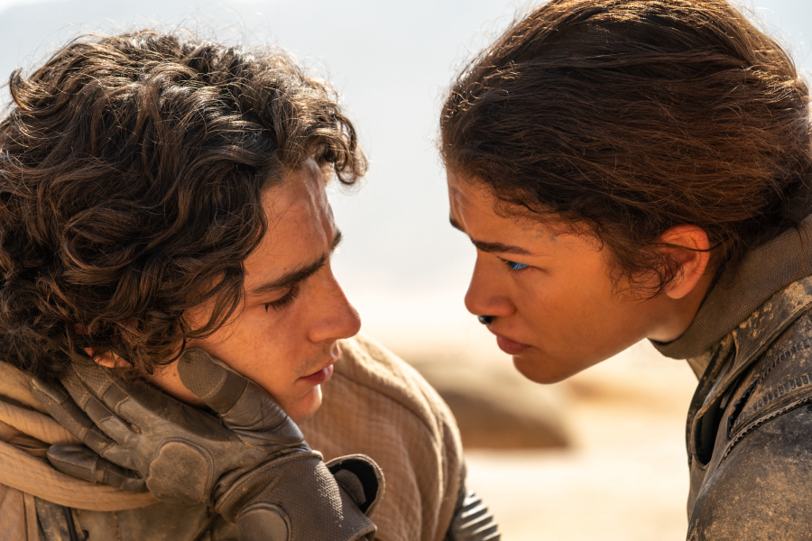 Timothée Chalamet as Paul Atreides and Zendaya as Chani in Warner Bros. Pictures and Legendary Pictures action adventure Dune: Part Two, a Warner Bros. Pictures release.