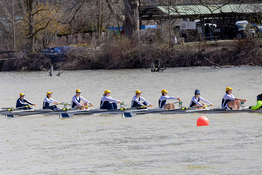 The+Ithaca+College+womens+rowing+team+competes+at+the+Cayuga+Inlet+on+April+6.+The+team+won+every+competition+it+competed+in+that+day.