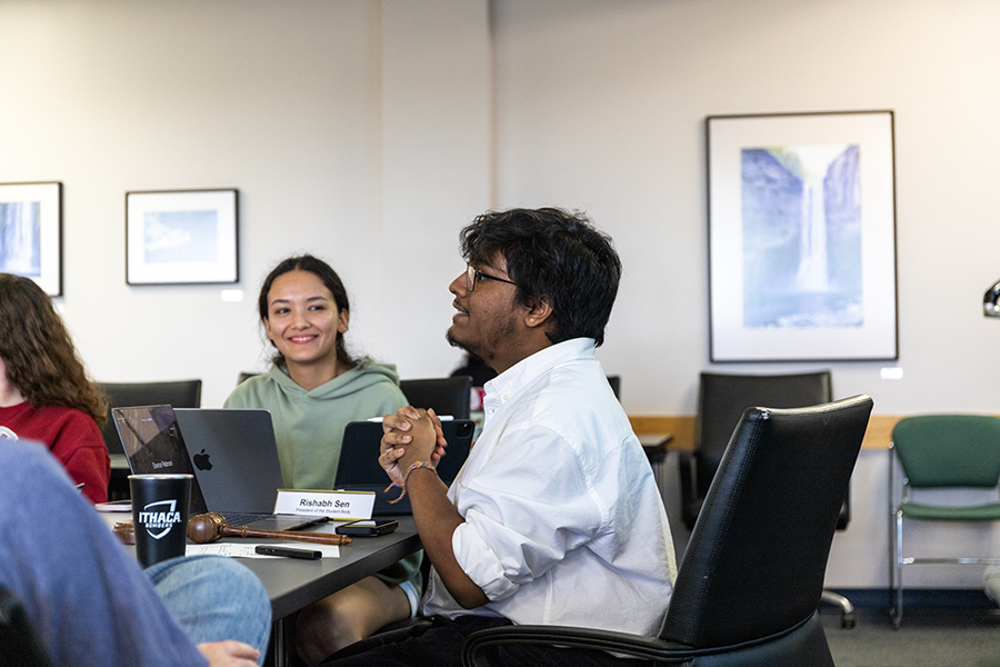 Sophomore Rishabh Sen, president of the student body for the 2024–25 academic year, leads the SGC May 6  meeting to confirm the positions of senate chair, club athlete senator and senator-at-large.