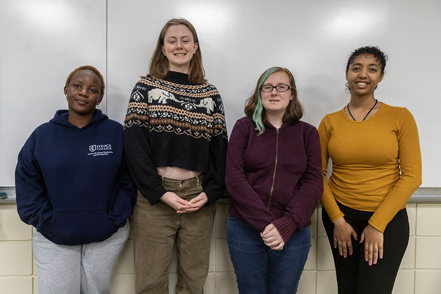 From left, Vannesa Mpofu, Kat Freeman, Cassandra Raineault and Simret Melak make up the executive board of Girls Who Code at Ithaca College.