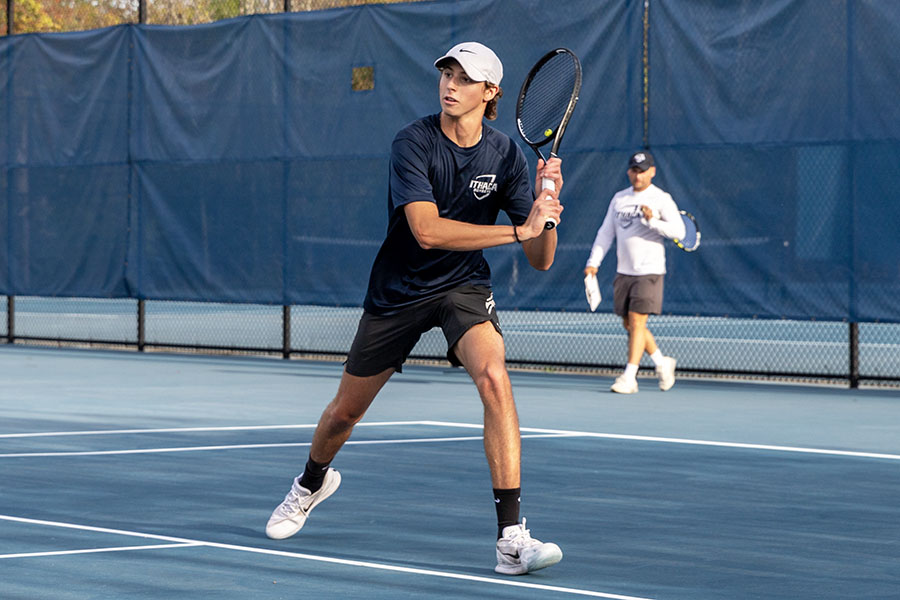 First-year Ivan Kisic on the men's tennis team is off to a hot start this fall. Kisic became the first Bomber since 2016 to claim a singles title at the St. Lawrence University Fall Classic Sept. 8.