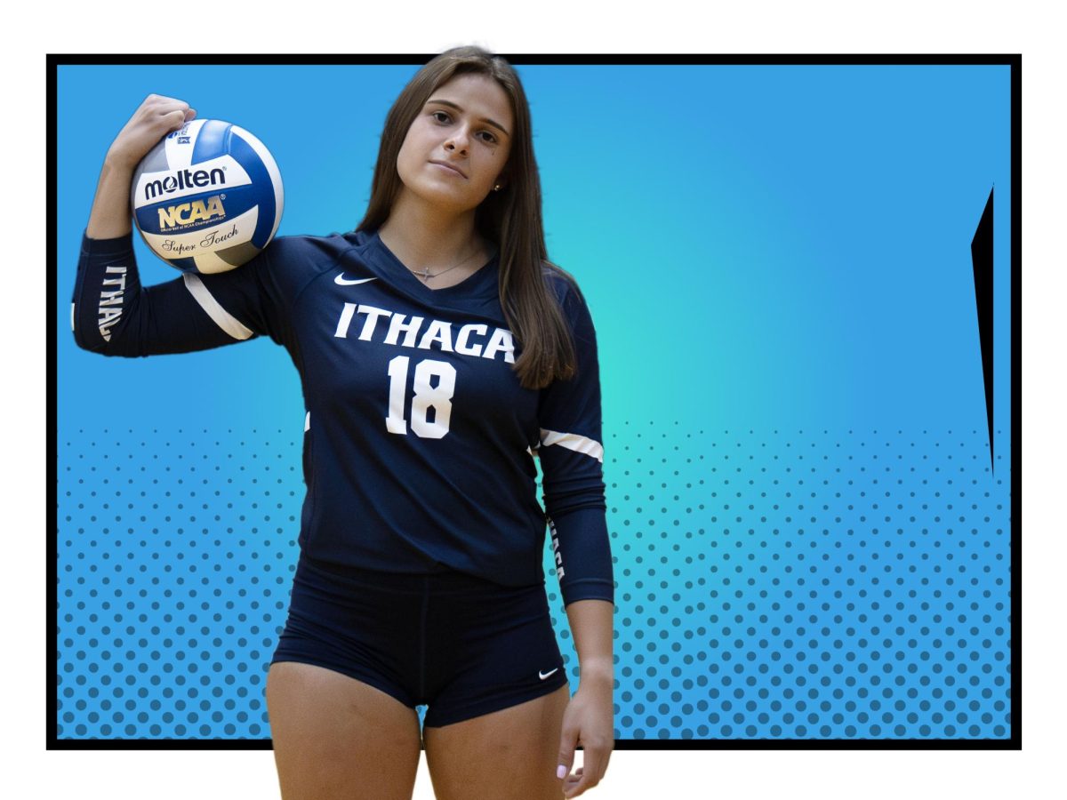 The Ithaca College volleyball team is looking to win a third straight Liberty League title. Pictured above, senior defensive specialist Julia Costa led the team with 424 digs last season.