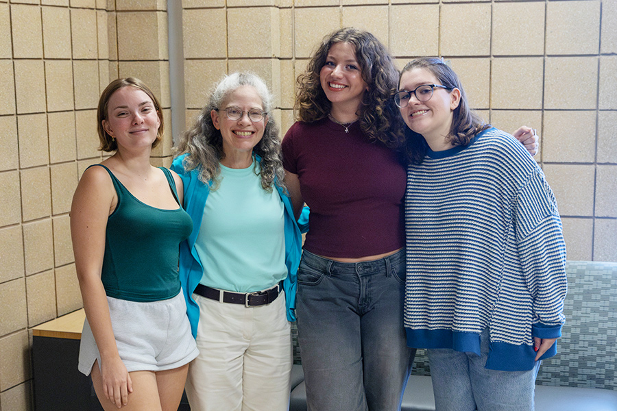 From left, Grace Lill, Leigh Ann Vaughn, professor in the department of Psychology, Rachel Brody and Allie Richter joined a research study focusing on romantic partners. 