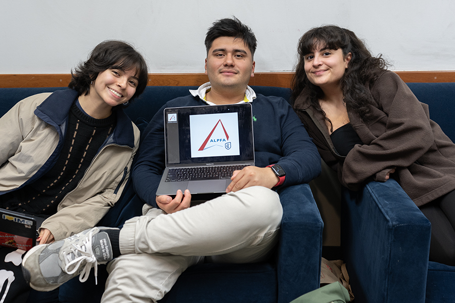 From left, junior Natali Muñoz, ALFPA's public relations liaison, senior Jesus Noriega, the club's co-founder and co-President, and senior Alexis Troncone, the club’s treasurer.