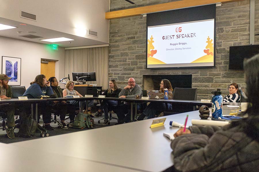 Reginald Briggs, senior director of Dining Services, met with the Ithaca College Student Governance Council at its Dec. 2 meeting to discuss the meal exchange service and hear about its suggestions for dining.