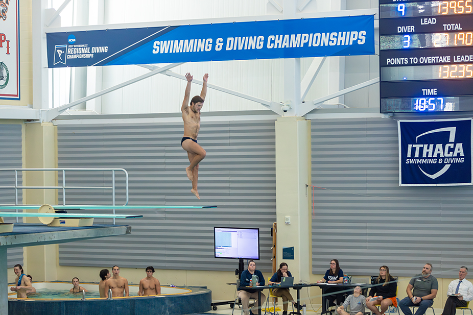 The Ithaca College swimming and diving teams have found recent success on the boards. Senior diver Samuel Smith joined the team his junior season and has consistently been one of the team's top divers.