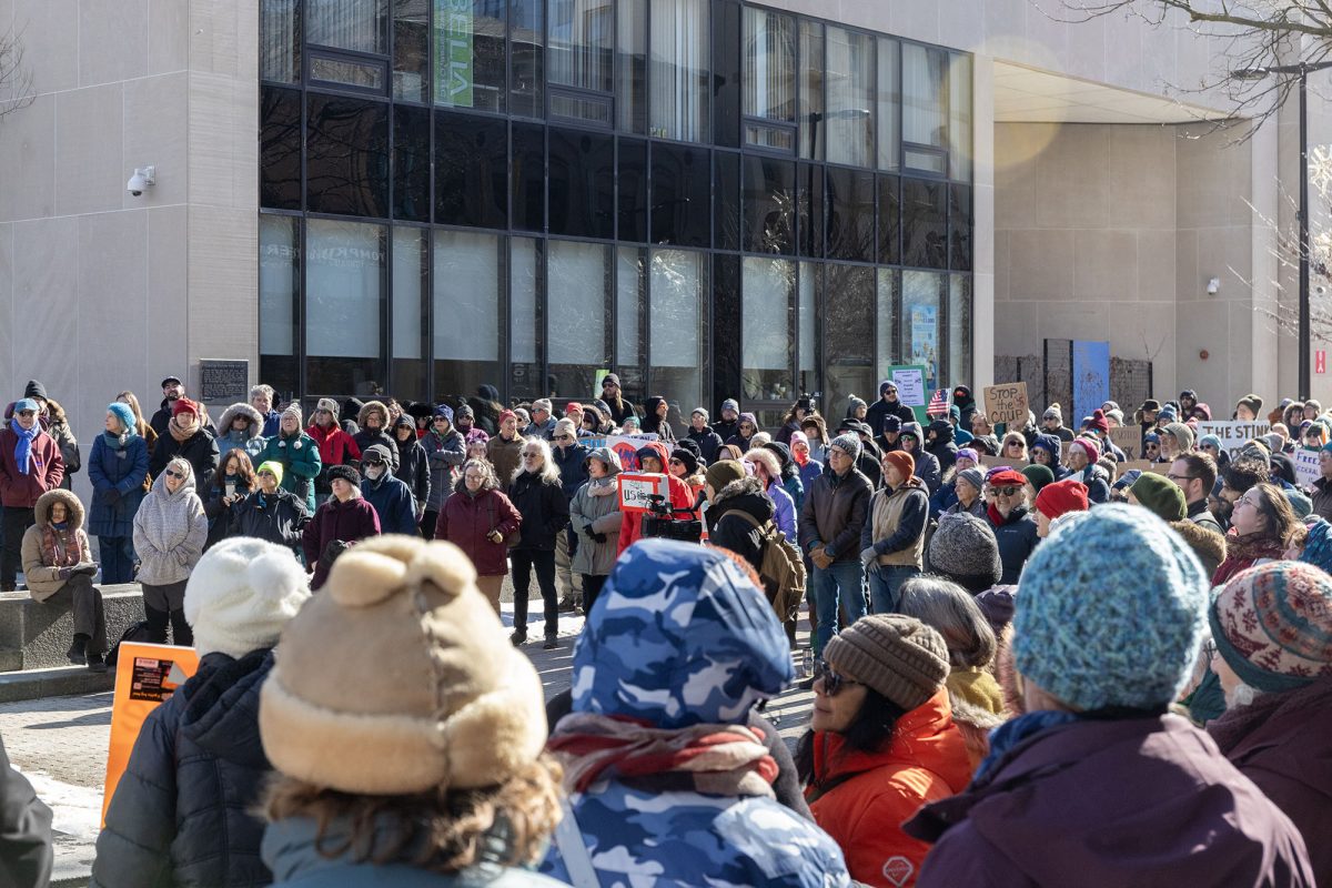 Ithaca community members gathered at Rally for Hope and Justice on Feb. 7 at the Bernie Milton Pavilion on The Commons. 
