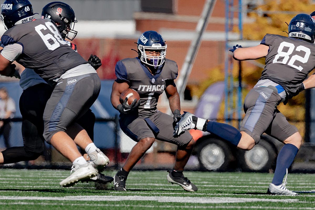 Star senior running back Jalen Leonard-Osbourne makes a move during a game against Rensselaer Polytechnic Institute on Oct. 19. Now, Leonard-Osbourne has his sights set on the professional level