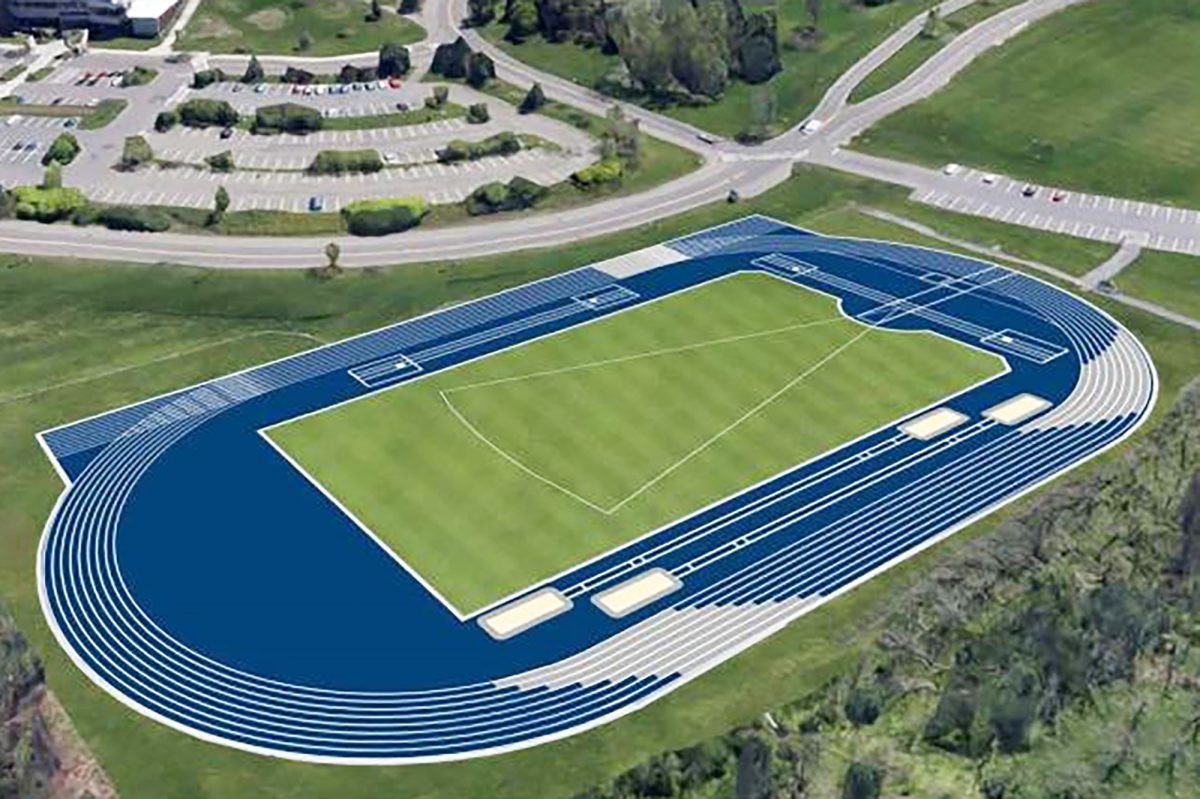 The plans for the track were shared Feb. 3, showing a multipurpose facility to be built on Yavits Field next to Lot N. Clark Companies will begin construction in April.