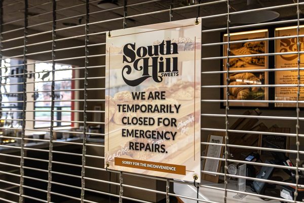 On Jan. 30, Ithaca College Dining Services announced South Hill Sweets will be temporarily closed until further notice due to unexpected maintenance repairs. The shop remains gated with a sign specifying its closure. 