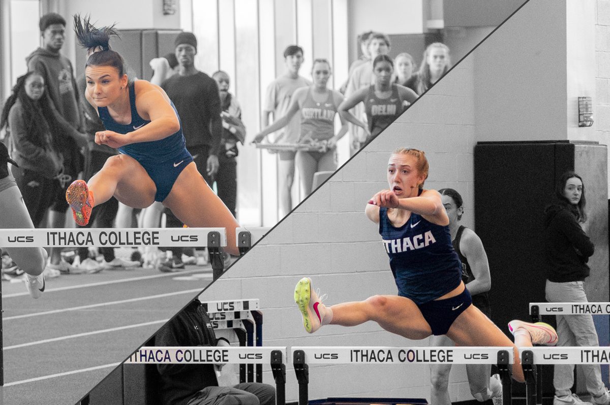 Senior Laura Suppa (left) and teammate junior Rachel Larson (right) both took home All-American honors in the 60-meter hurdles race at the NCAA Division III national championship meet on March 15. This is the first time the program has had two All-Americans in the same event. 