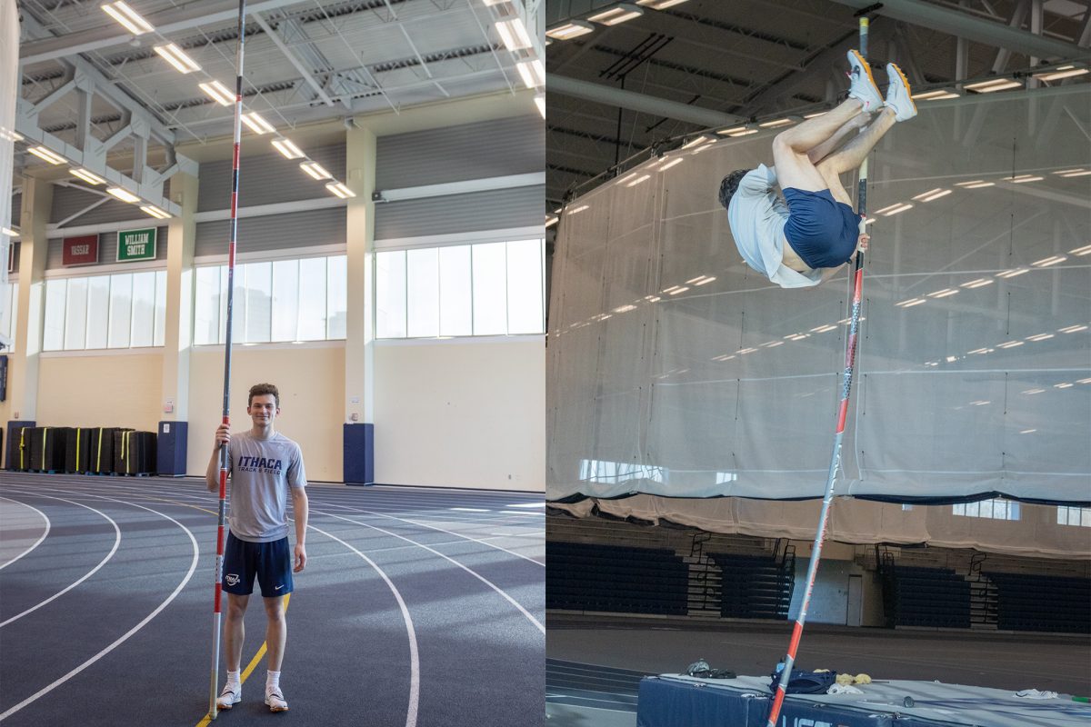 Junior pole vaulter Robert George made his long awaited return to the runway April 4 at the Cortland Red Dragon Open with a winning jump of 4.00 meters. George suffered a herniated disc in his back as a first-year and has struggled to get back to full health. 