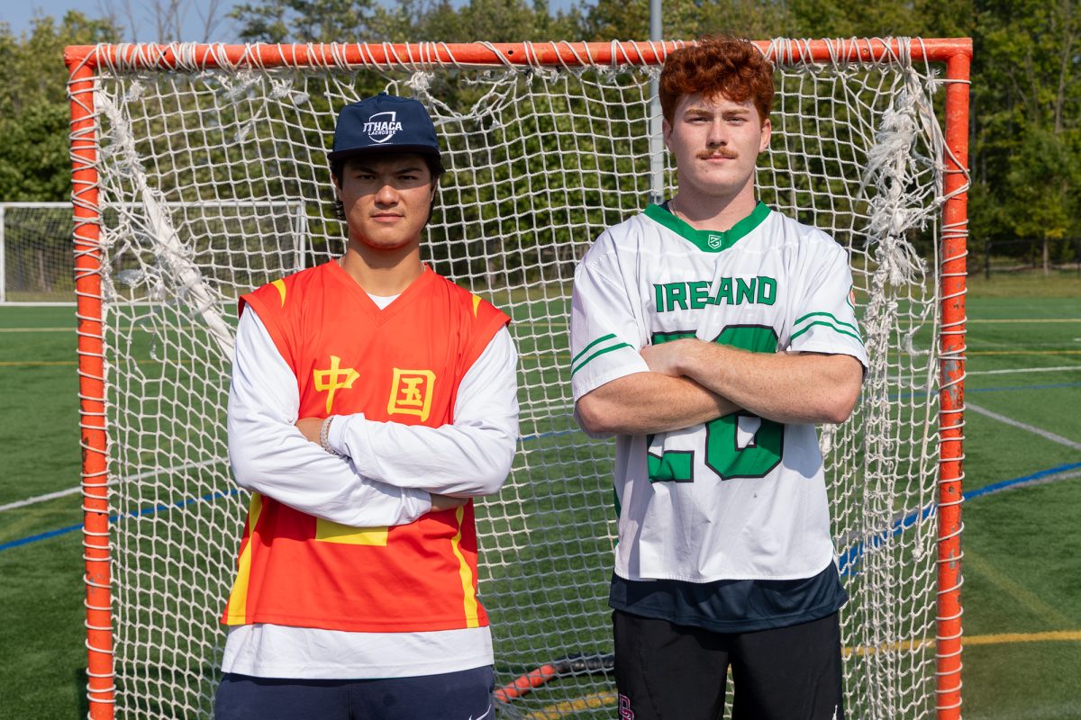 From left, senior goalkeeper Jameson Wong and first-year midfielder Jack Murphy represented Team China and Team Ireland in the 2025 World Lacrosse Men’s U20 Championship in Seogwipo, South Korea.