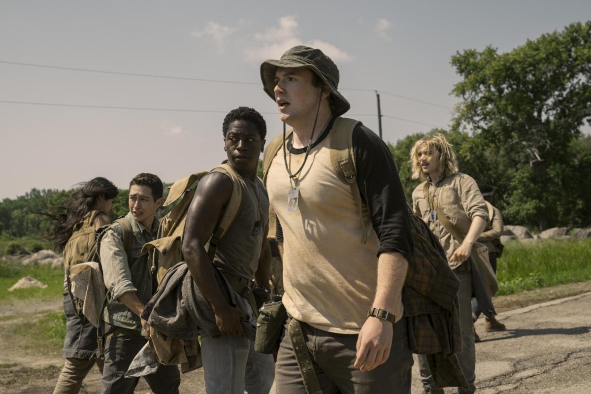 From left, Joshua Odjick, Jordan Gonzalez, David Jonsson, Cooper Hoffman and Charlie Plummer look ahead on their desolate long walk.
