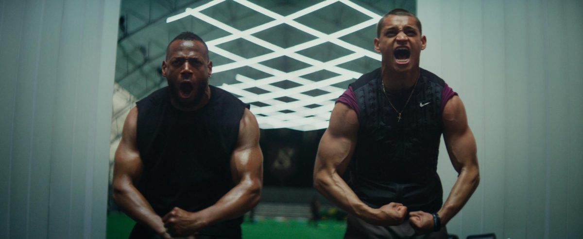 From left, Isaiah White (Marlon Wayans) and Cameron Cade (Tyriq Withers) train intensively.