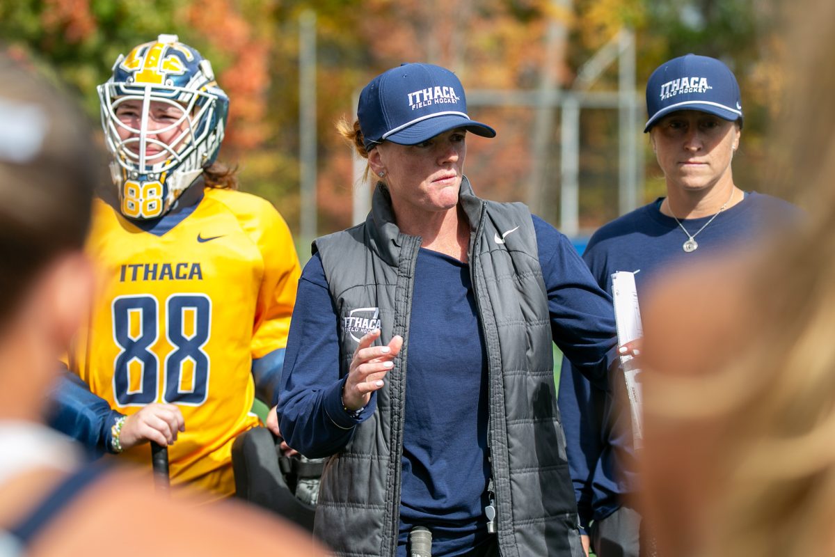 Head coach Kaitlyn Wahila celebrated her 100th program win with the Ithaca College field hockey team on Oct 17.