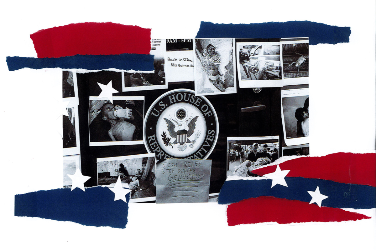 In August, constituents of Rep. Josh Riley (D), including some residents of Ithaca, traveled to his Binghamton office to protest his trip to Israel. Riley’s office was empty when the protesters arrived. The protesters hung up 100 photos of suffering Palestinians.