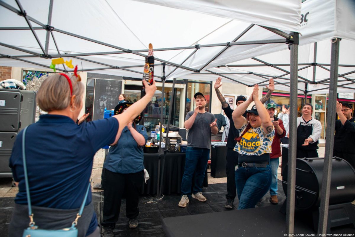 Ithaca College Dining celebrates their win in the category of Best Vegetarian/Vegan Chili at Downtown Ithaca's 28th annual Chili Cook-Off. IC Dining also won the People’s Choice Award.