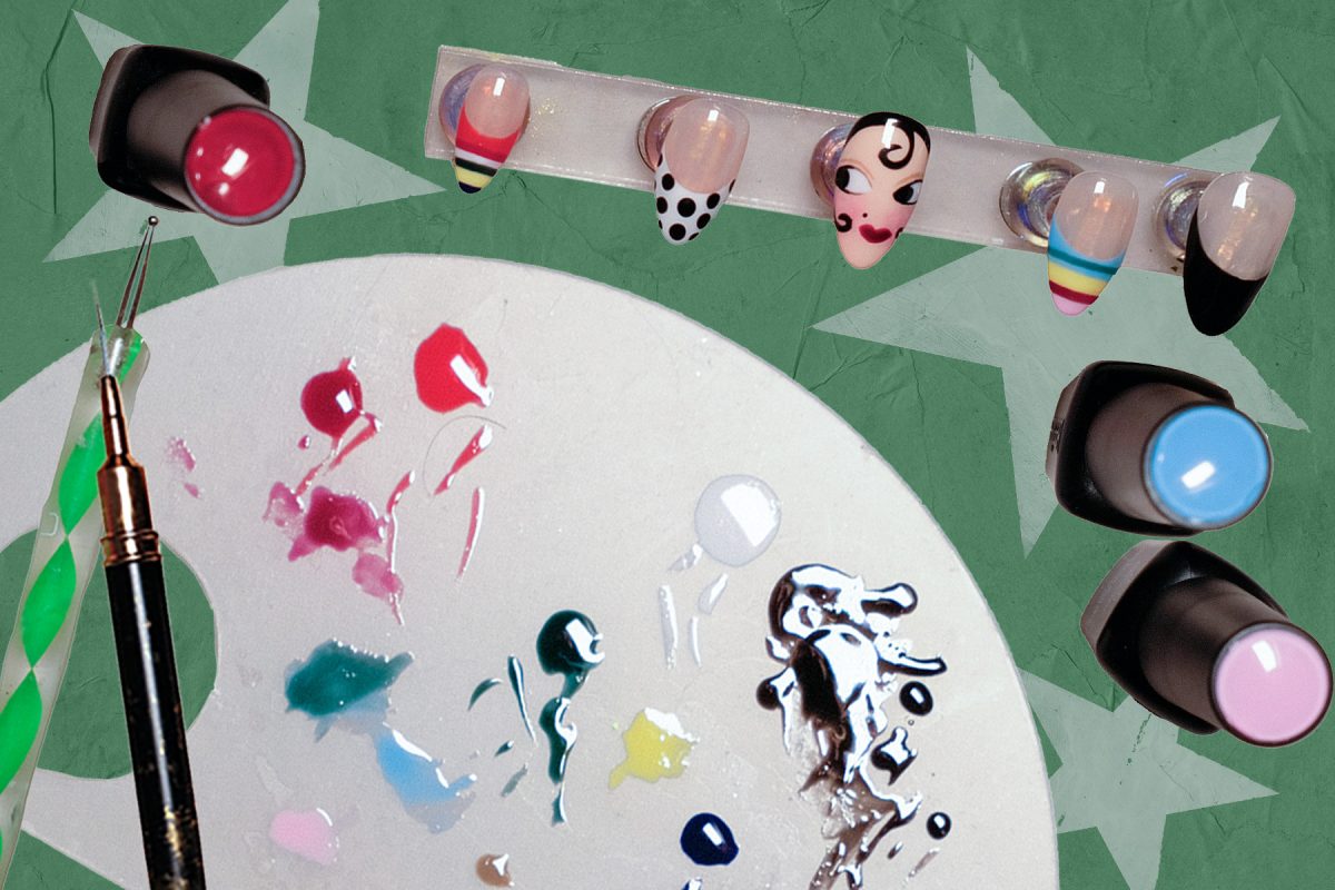 Freshman Maya Rosenzweig's tool kit for designing custom gel manicures and press on nail sets from her dorm room. 
