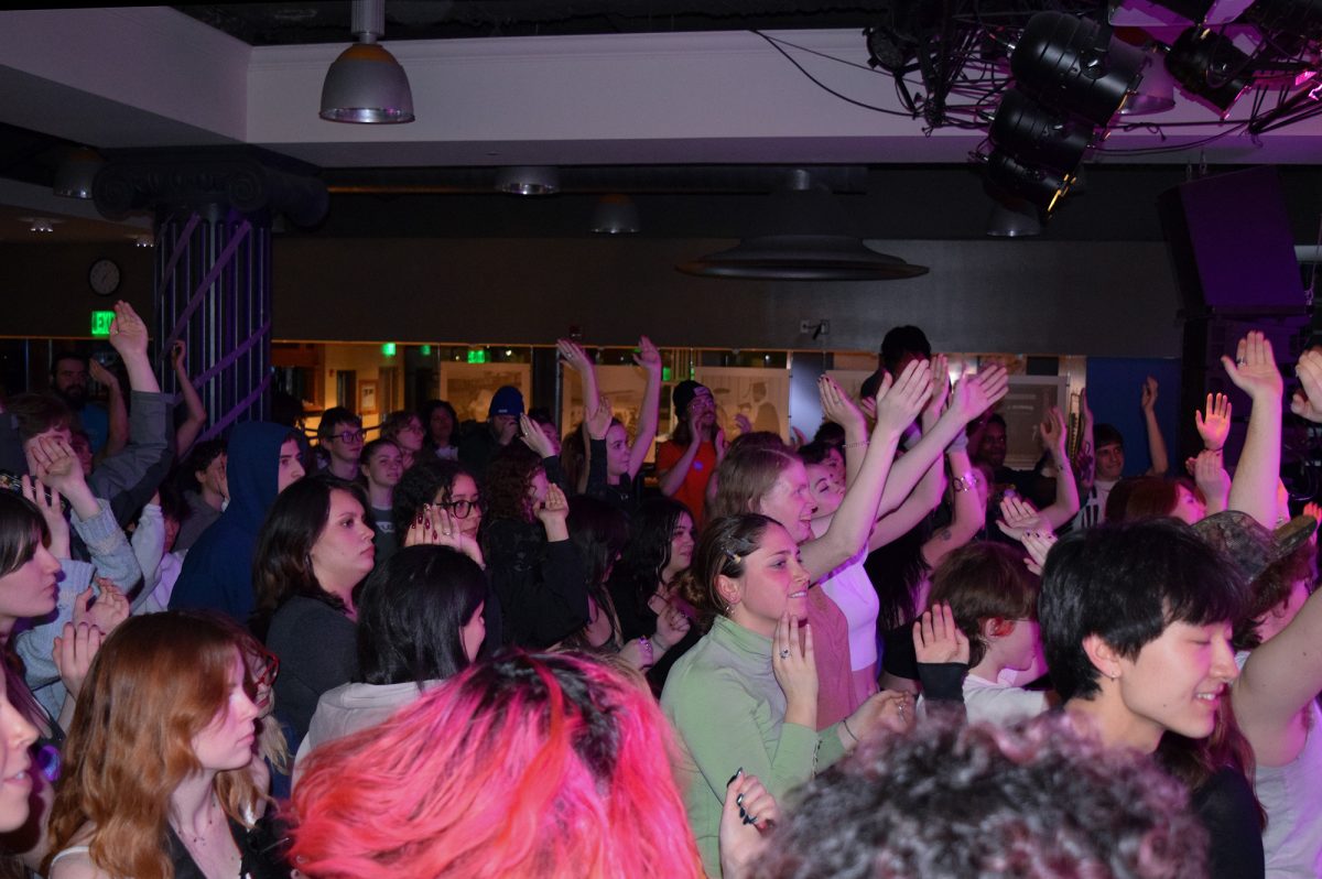 IC Square transformed into a concert venue March 5 for the Bureau of Concerts and Young Feminist Collective’s Women’s History Month concert. An excited crowd clapped along to delia-h’s performance of her song “Behind the Scenes.” 